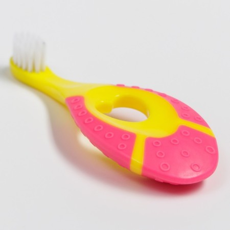 Children's toothbrush, nylon, with a limiter, pink color