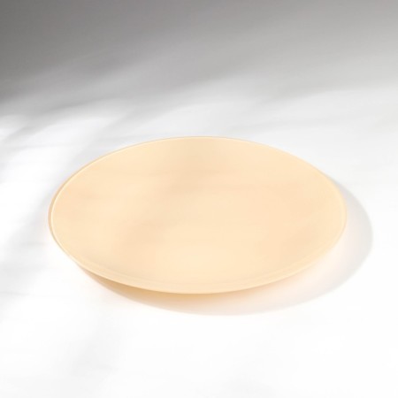 Ivory plate, glass, d = 28 cm, beige color