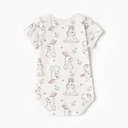 Body baby with short sleeve, white color/bunnies, height 68-4