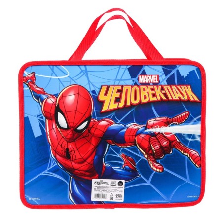 Plastic folder with A4 handles, on a zipper, 75x330x260 mm, spider-man-3