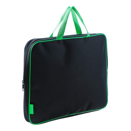 Folder with handles Textile A4, 350 x 265 x 45 mm, PMD 2-42 "Office", inner pocket, black/salad-1