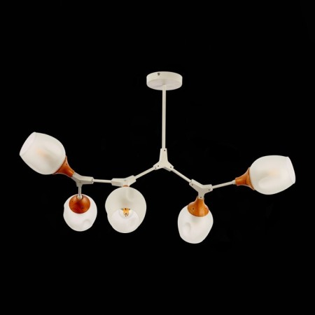 Ceiling EVOLUCE lamp. Sle113502-05. Ciotolla. 5x60 watts, E27, 92x59x50 cm, white color, light wood-2
