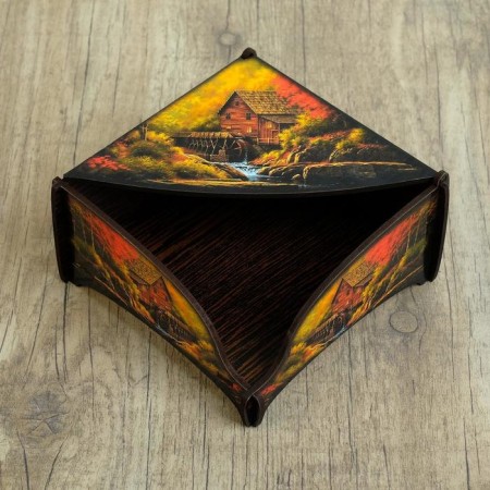 Wooden napkin "House in the autumn forest", color-4