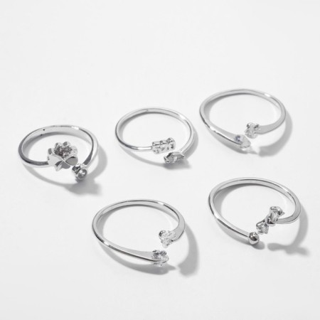 Ring "Grace" drawing mix, white color in silver-1