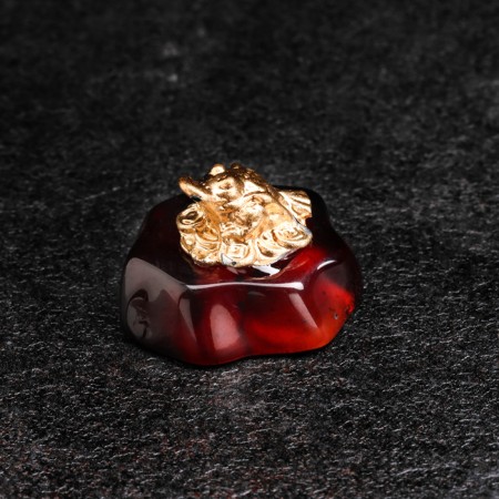 Souvenir "Frog with a coin", brass, amber