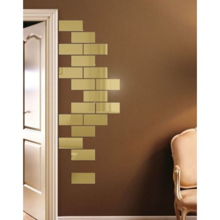 Interior stickers "bricks", mirror, wall decor, set 18 pcs, 15 x 6 cm