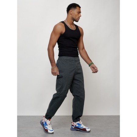 Cargo jeans male, size 50-52, dark gray color-2