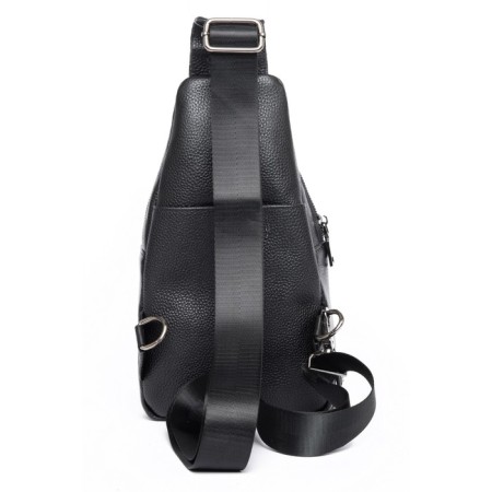 Male sling bag, genuine leather, de-gosa black, 16x8x25 cm-1