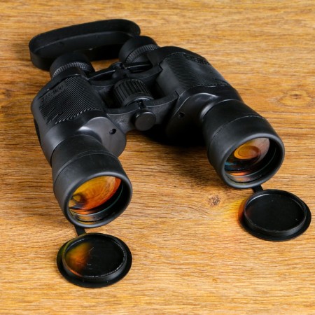 7x50 binoculars, “reserve”, black, ruby ​​lenses, with excavations on inserts-1