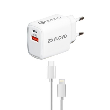 EXPLOYD EX-Z-1342, USB/USB-C, 3 A, 20W, 20W, Lightning, Qc3.0 cable