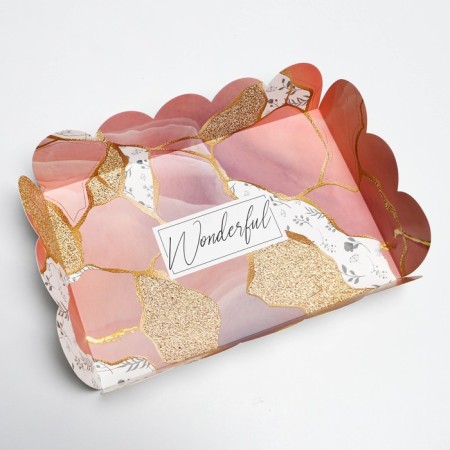 Cookie box, confectionery packaging with PVC lid, “stone”, 20 x 30 x 8 cm-3