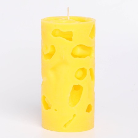 Aromatic decorative candle "openwork", yellow, 6x12 cm, melon-1