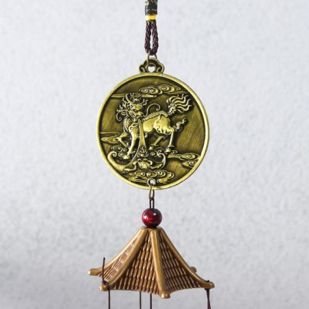 Wind Music Metal "Chinese Join coin" 7 bells 47x6 cm-1