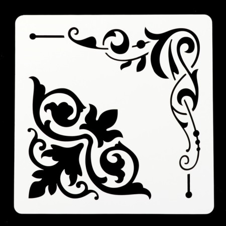 Plastic square stencil "openwork corners" 15x15 cm-1