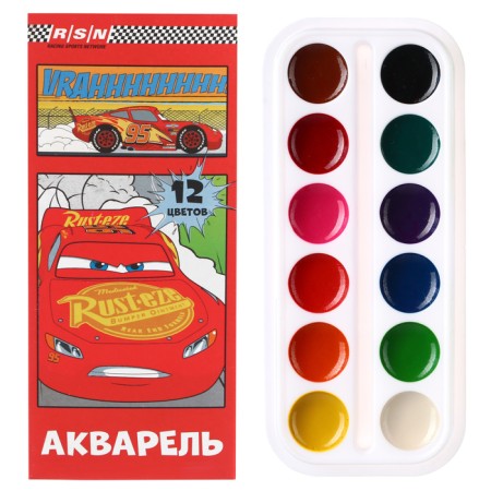 The honey watercolor "Cars", 12 colors, in a cardboard box, without a brush-1