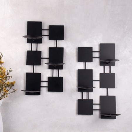 Set of candlesticks of wall "modern" 2pcs, 23x40.5x14.5cm, black-2