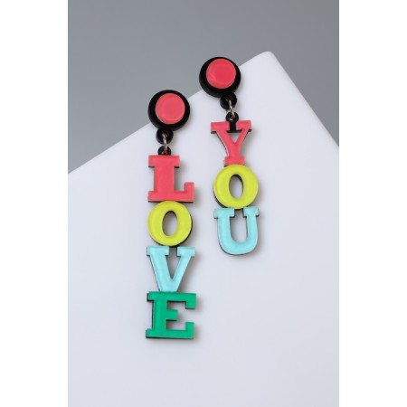 Acryl Earrings "Recognition" Love You, Color-4