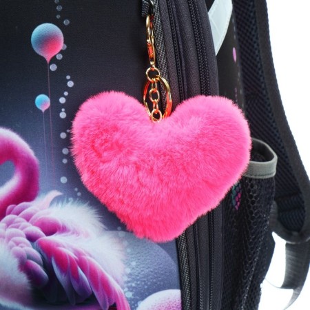 School backpack 38 x 30 x 16 cm, ergonomic back, stavia "flamingo", gray/pink-9