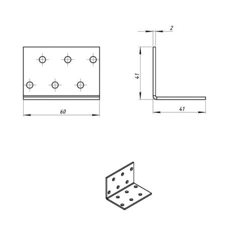 Fixing corner 40 x 40 x 60 x 2 mm, galvanized-2