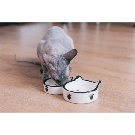 Ceramic bowl "Family" 40/60 ml double 19 x 10.5 x 3.5 cm, white-hourly-5
