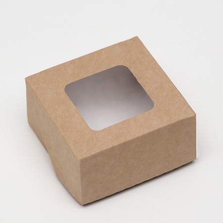 The box is folding, with a window, craft, 7 x 7 x 4 cm-1