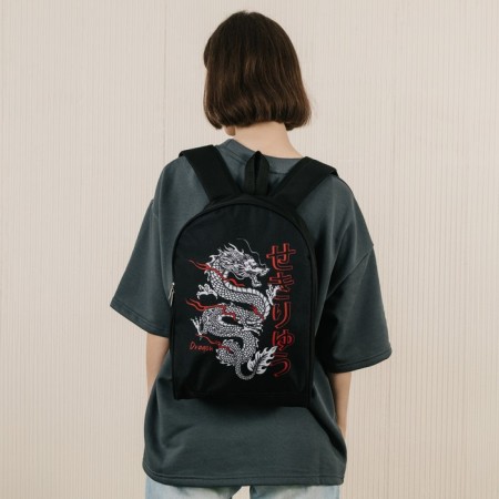 Backpack School Textile "Dragon", 38x14x27 cm, black color-9