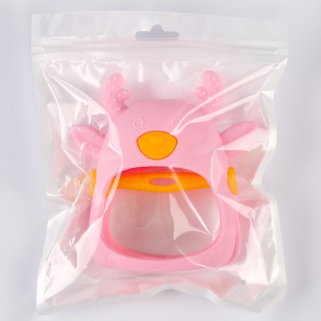 Teether for teeth "deer", silicone, pink color-8