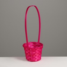 Wicker basket, D13 x h9.5/28cm, bamboo, pink