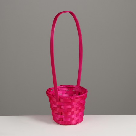 Wicker basket, D13 x h9.5/28cm, bamboo, pink