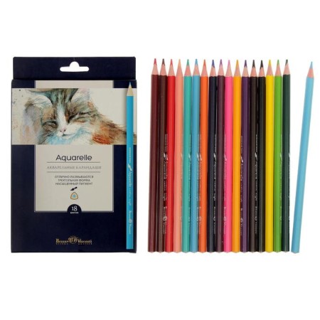 Pencils of watercolor 18 colors BrunovisConti Aquarelle, three -sided