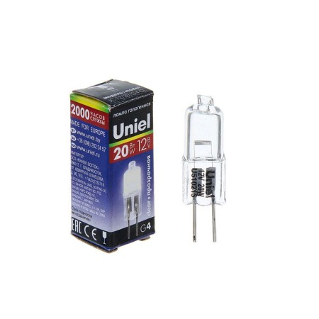 Halogen lamp uniel, G4, 20 watts, 12 V, transparent