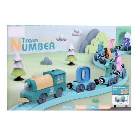 Railway "Number Train", children's, magnetic connection, works from batteries-8