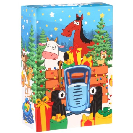 Gift box "New Year" 16x23x7.5 cm, blue tractor-2
