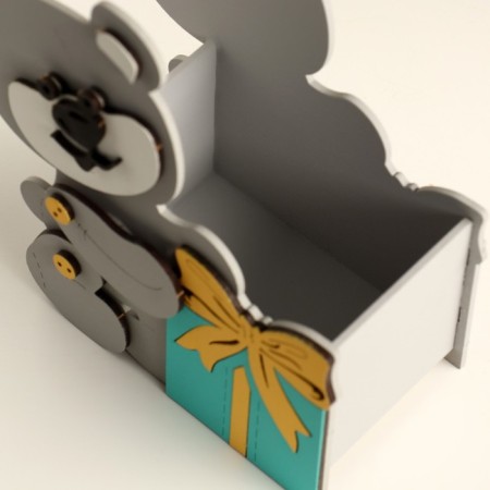 Gift packaging "Bear with a gift" 17x8x16 cm gray pastel-tyffany-4