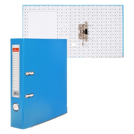 A4, 50 mm registrar, calligrata, PVC, embossing "flax", metal edging, pocket for a spine, collected, blue, mix