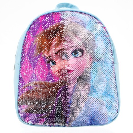 Baby backpack with bilateral sequins, 10 cm x 23 cm x 27 cm "Elsa and Anna", cold heart-1