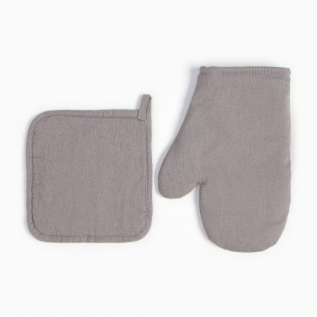 Set of kitchen. Ethel ECO, col. Gray: mittens 20x28 cm, take 19x19 cm, 70% HL, 30% linen, vati-2
