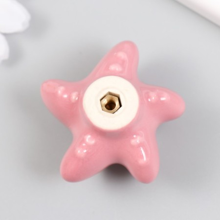 Handle for the casket ceramics, metal "Moskaya star" pink 4.6x4.6x3.3 cm-2