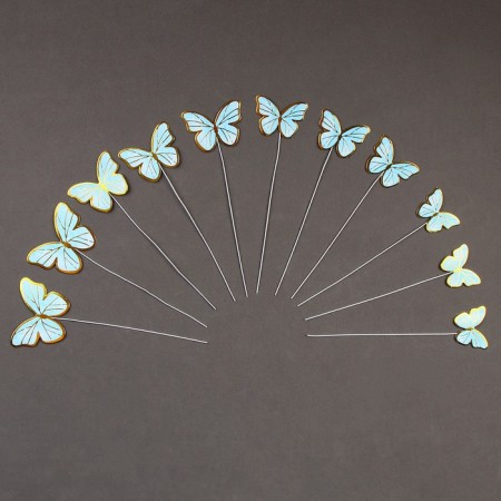 Set for decorating the cake "Butterflies" 11 pcs., Blue color-1