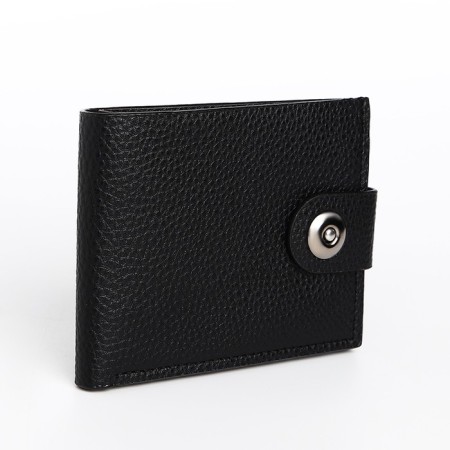 Male purse on a magnet, department for bills, for cards, black color