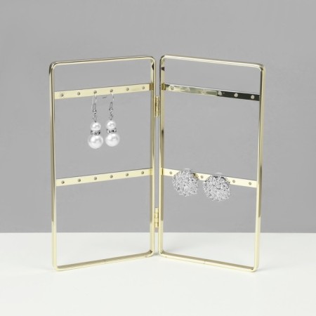 Steaches for earrings, 2 sections, 2 rows, 16 × 20 × 2 cm, gold color-1