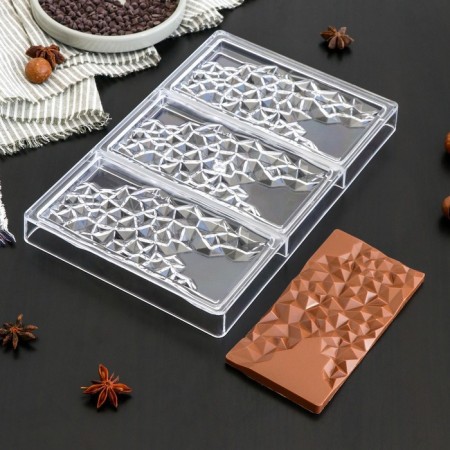 Form for chocolate and sweets Konfinetta "India", 3 cells, 27.5 × 17.5 × 2.5 cm, cell 15.3 × 7.5 × 0.8 cm