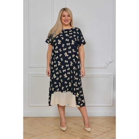 Women's dress, size 54, dark blue color-1