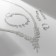 Set 4 objects: earrings, necklaces, bracelet, ring "pattern" thin, white color in silver