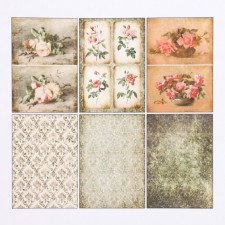 Set of decoupage cards 6 pcs “Damascus with flowers”, 45 g/m2, A4 format, beige