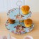 Glass fruit 2-tier round share "Rabbit", D = 25/20 cm, blue color