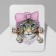 Earrings with pearls "bow" with bead, white color in gold