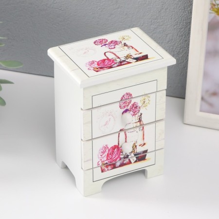 Casket wood 3 boxes "Flower composition" 6.5x9x12 cm