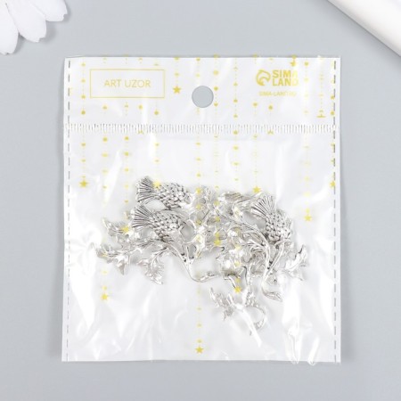 Decor for creativity Metal "District" set 5 pcs silver 2.6x4.6 cm-3