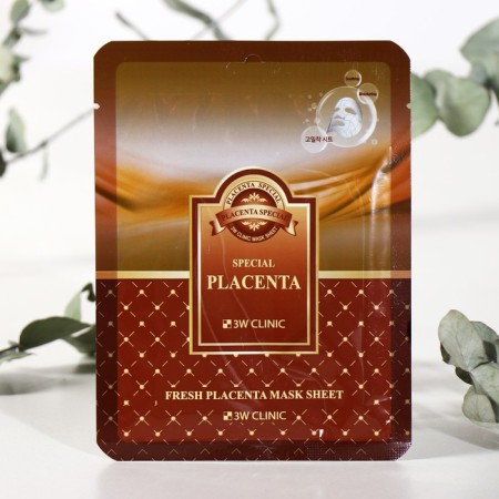 Fabric face mask with 3W Clinic Fresh Placenta Mask Sheet placenta extract, 23 g